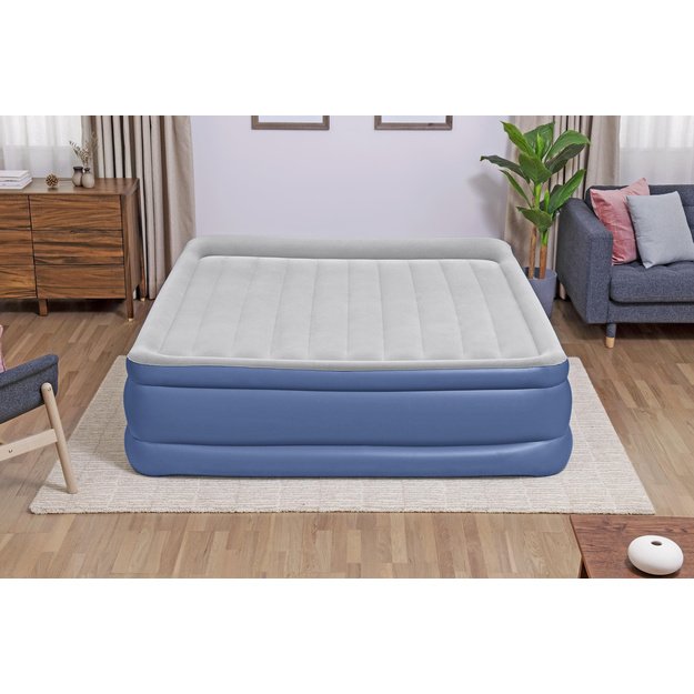 Pripučiamas dvivietis čiužinys 203x193x56cm su įmontuota pompa, Bestway 67692