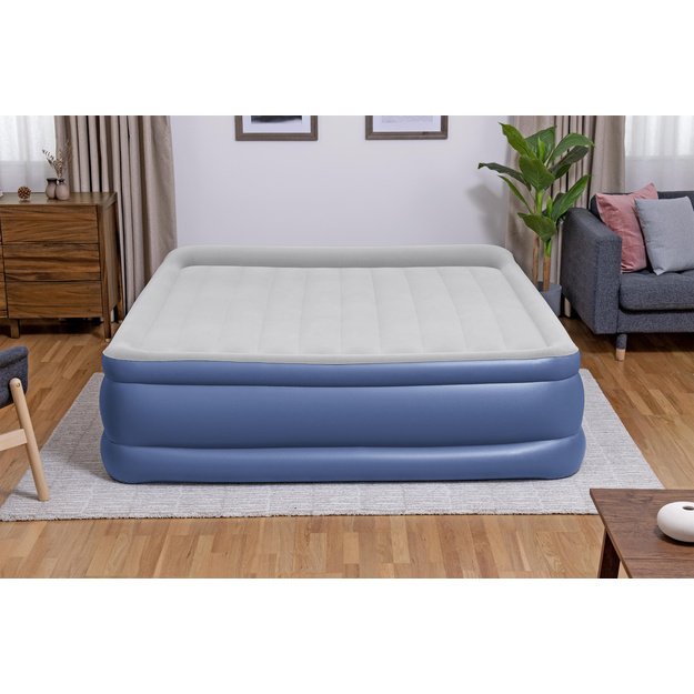 Pripučiamas dvivietis čiužinys 203x193x56cm su įmontuota pompa, Bestway 67692