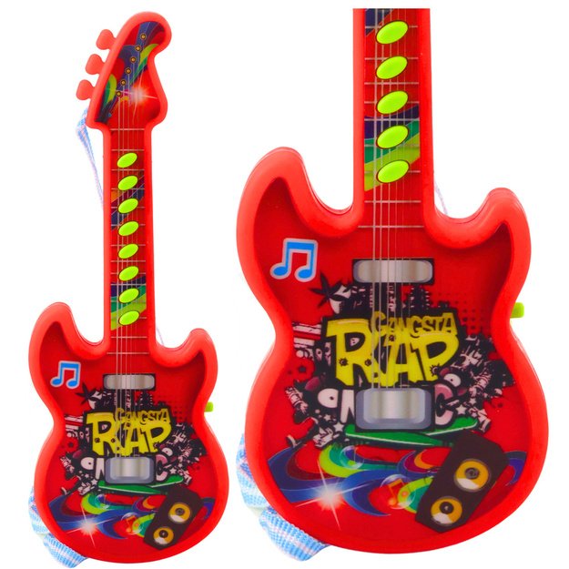 Vaikiška elektrinė gitara su melodijomis 29cm, raudona