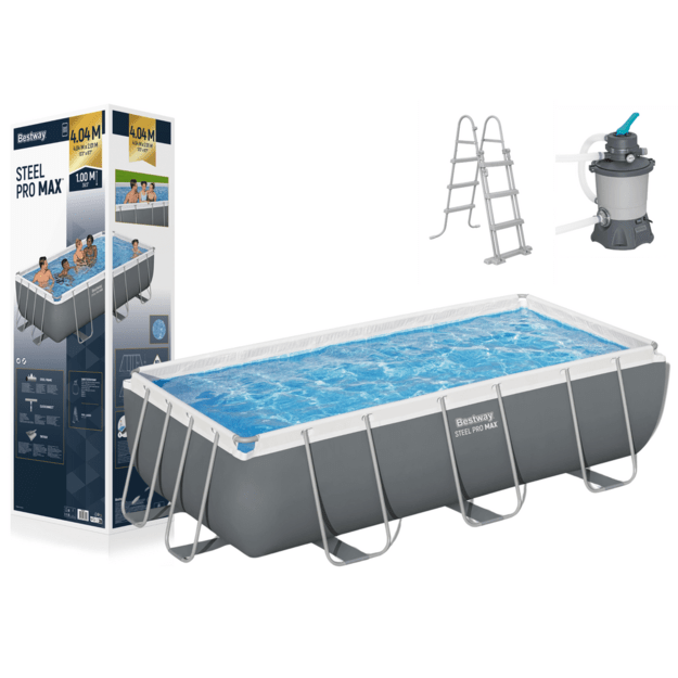 Karkasinis sodo baseinas su filtru ir kopėčiomis 404x201x100cm, Bestway 56442