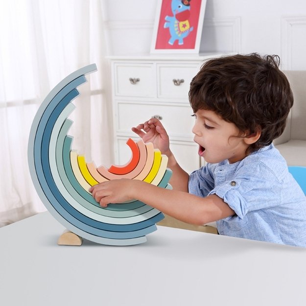 Medinė Montessori dėlionė vaikams „Rainbow“, TOOKY TOY 5