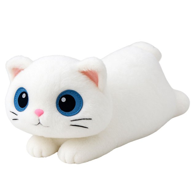 Pliušinė minkšta katė 45 cm, balta