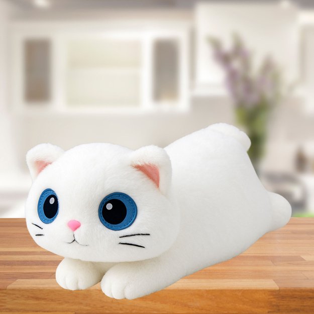 Pliušinė minkšta katė 45 cm, balta 1