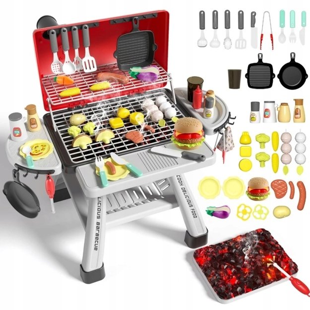 Interaktyvus didelis grilio rinkinys vaikams „Barbecue Grill XL“ 41 el., WOOPIE 
