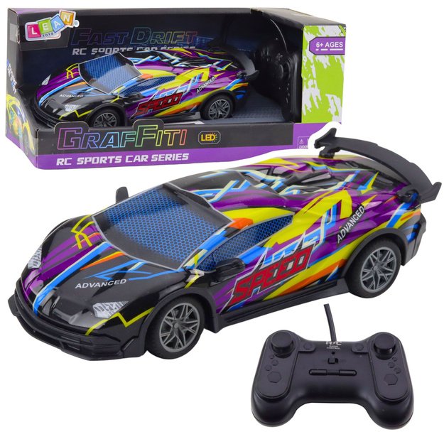Nuotoliniu būdu valdomas sportinis automobilis su LED žibintais 1:22, violetinis