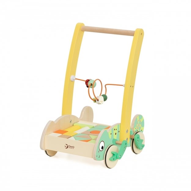 Medinis stumiamas vėžimėlis su blokeliais „Chameleon Walker“ CLASSIC WORLD 5