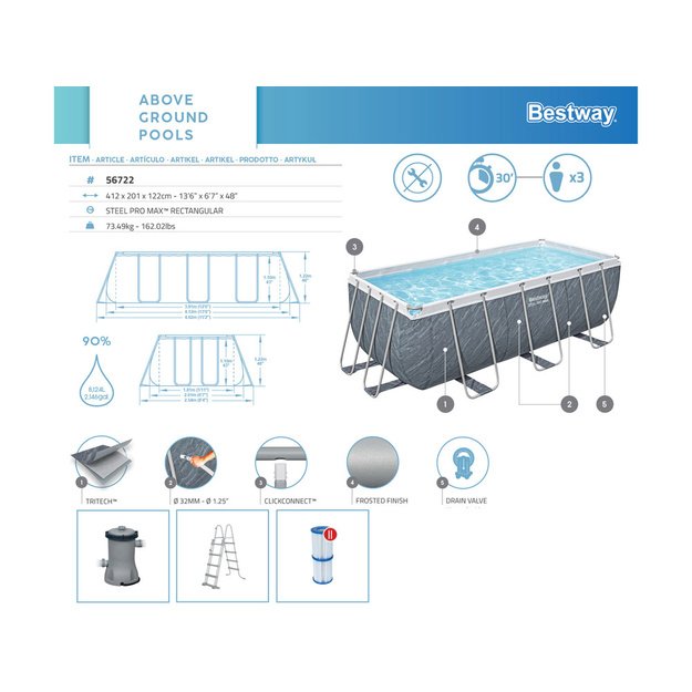 Karkasinis baseinas Bestway 412 x 201 x 122cm
