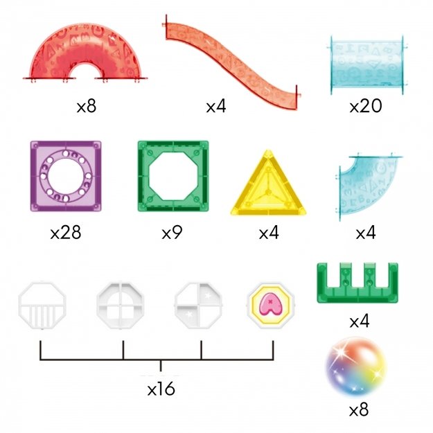 Magnetiniai 3D blokai vaikams su LED kamuoliukais 105 vnt., WOOPIE 2