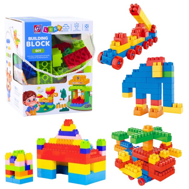 Spalvotas 3D konstruktoriaus blokų rinkinys 100 el.