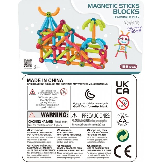 Magnetinis edukacinis konstruktorius 128 vnt. Woopie