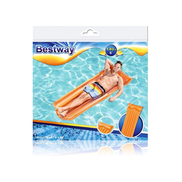 Pripučiamas plaukimo čiužinys 183 cm x 76 cm, Bestway Beach Deluxe, oranžinis