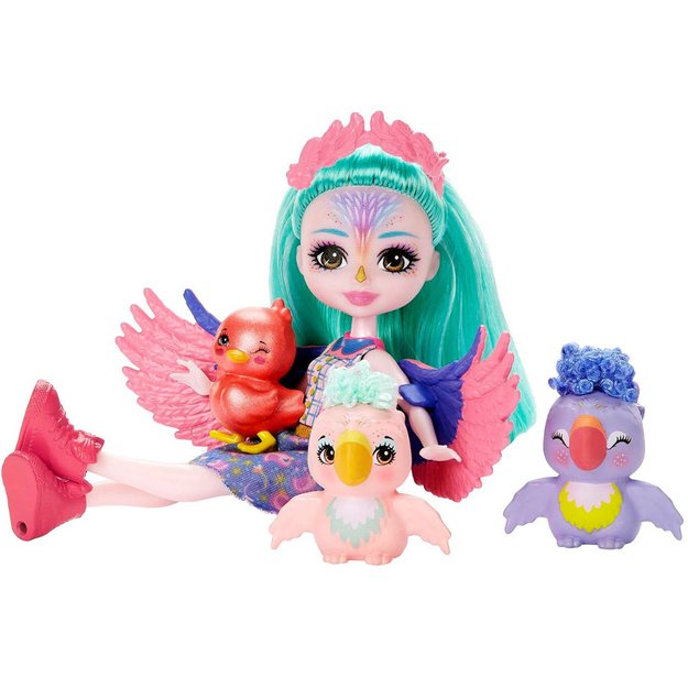 Lėlė „Enchantimals Filia Finch“ su papūgėlių šeimyna 