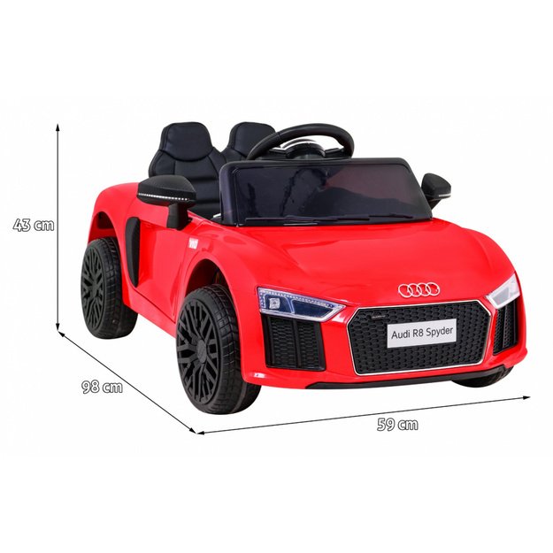 Vienvietis elektromobilis vaikams Audi R8, raudonas