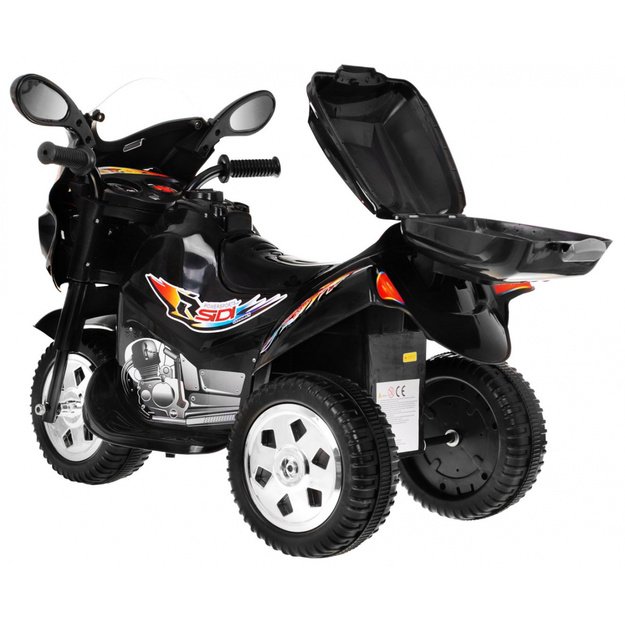 Vaikiškas elektrinis motociklas BJX-088 su trimis ratais, juodas