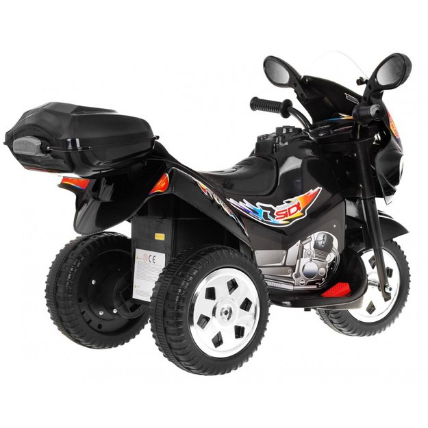 Vaikiškas elektrinis motociklas BJX-088 su trimis ratais, juodas