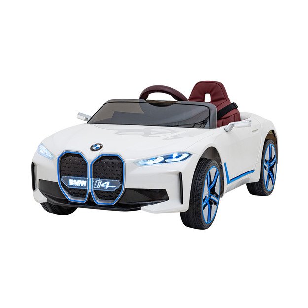 Vienvietis elektromobilis BMW I4, baltas