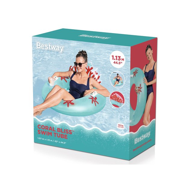 Pripučiamas ratas su atlošu 107cm, mėlynas, Bestway
