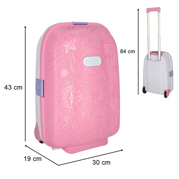 Vaikiškas kelioninis lagaminas ant ratukų, rožinis