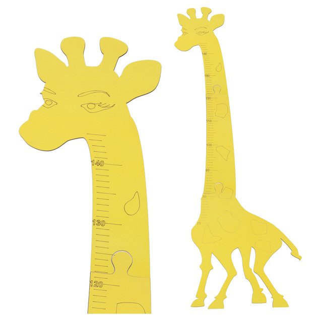 Medinė ūgio matuoklė su piešimo lenta, geltona žirafa, 125cm