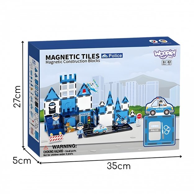 Magnetiniai 3D statybiniai blokai „Policijos nuovada“ 42 vnt. WOOPIE 4