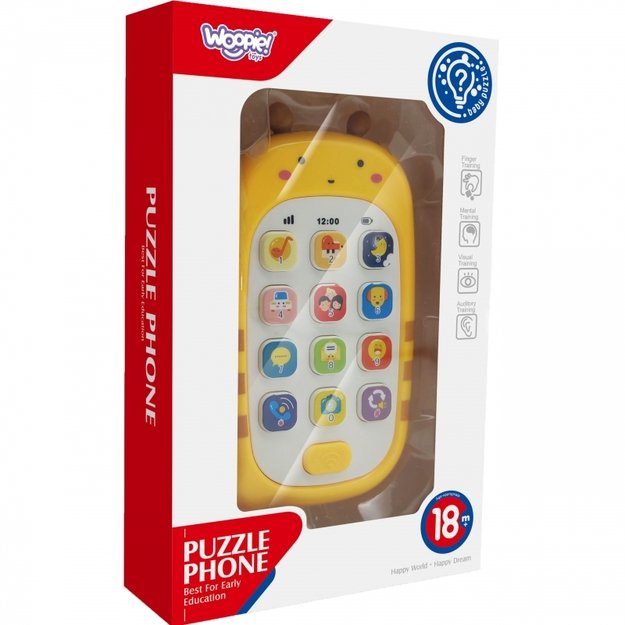 Interaktyvus mobilusis telefonas su garsais, geltonas, WOOPIE BABY