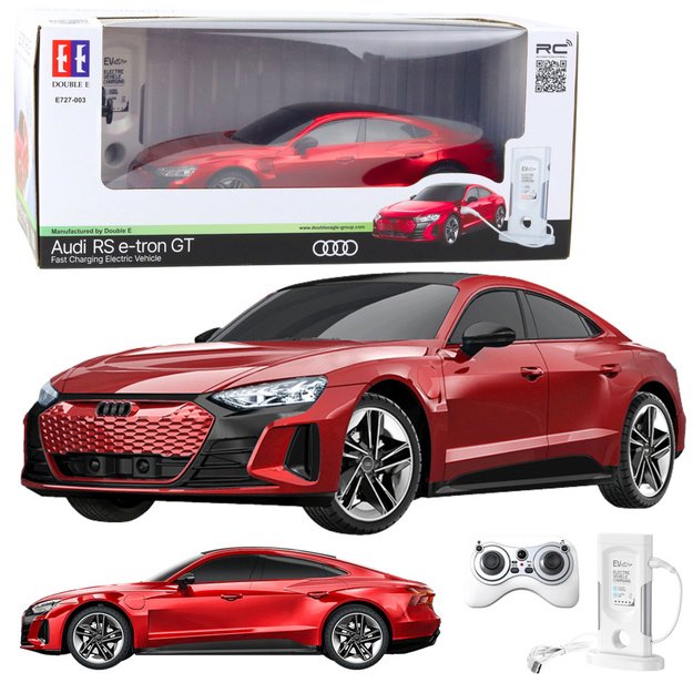 Nuotoliniu būdu valdomas Audi RS E-tron GT automobilis, raudonas, 1:14
