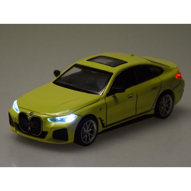 Metalinis automobilis BMW i4 M50 Gran Coupe su šviesos ir garso efektais, žalias 5
