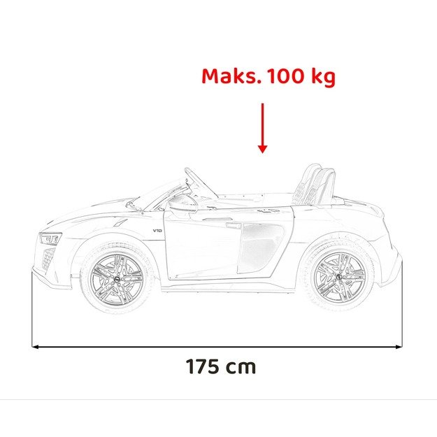 Dvivietis elektromobilis vaikams Audi Spyder R8 LIFT STRONG, baltas