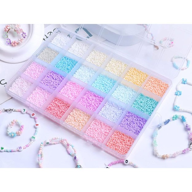 Pastelinių karoliukų rinkinys apyrankėms kurti 24 spalvos
