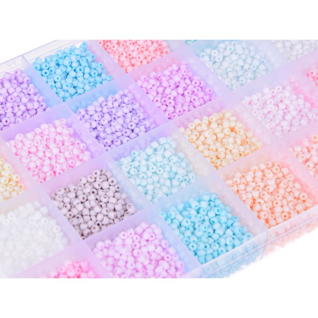 Pastelinių karoliukų rinkinys apyrankėms kurti 24 spalvos