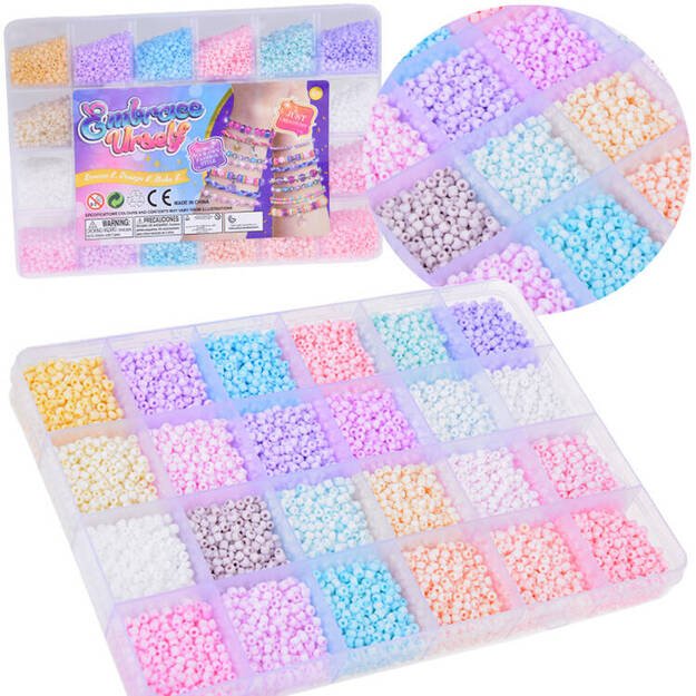 Pastelinių karoliukų rinkinys apyrankėms kurti 24 spalvos