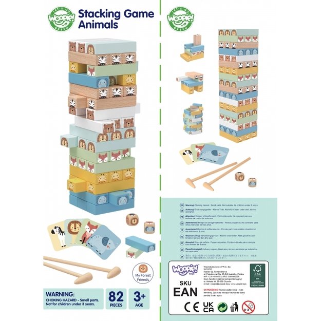 Medinis arkadinis vikrumo žaidimas 82 el. „Wobbly Tower“, WOOPIE GREEN