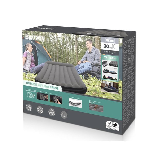 Pripučiamas dvivietis čiužinys „Tritech“ su įmontuotu USB siurbliu 191x137 cm , Bestway