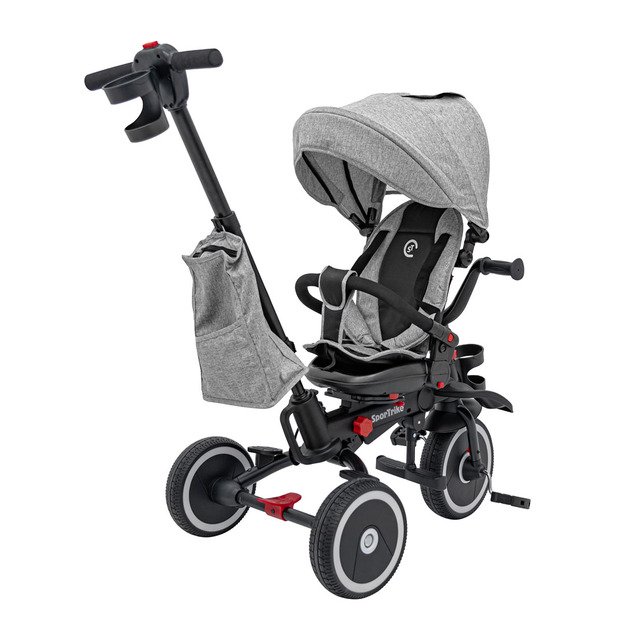 Triratukas RIDER – su stogeliu ir pasukamu sėdynės mechanizmu, pilkas