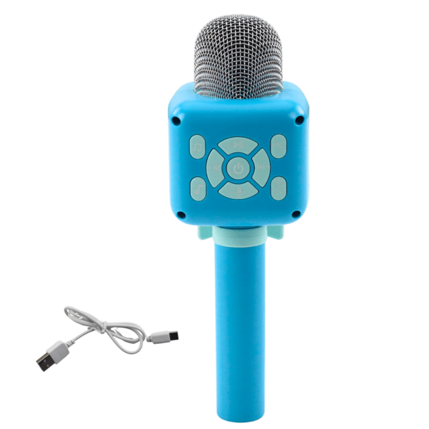 Belaidis karaoke mikrofonas su „Bluetooth“ ir balso keitimu, mėlynas