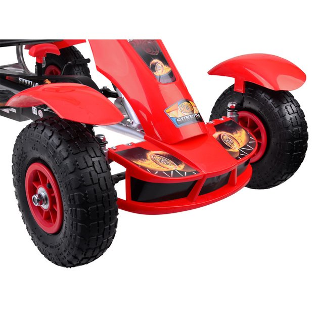 Sportinis pedalais minamas kartingas vaikams su pripučiamais ratais GOKARTAS, raudonas