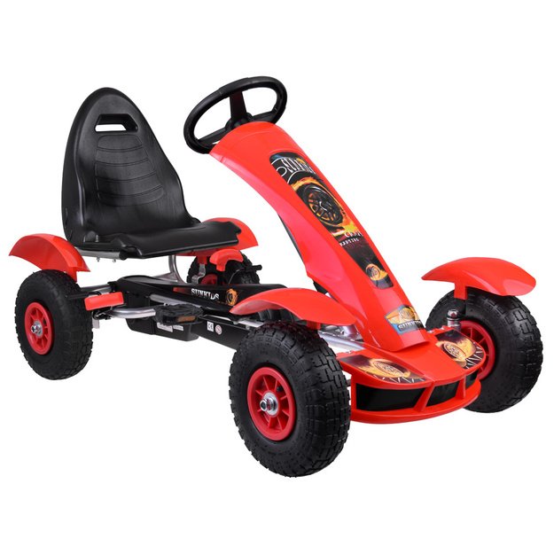 Sportinis pedalais minamas kartingas vaikams su pripučiamais ratais GOKARTAS, raudonas