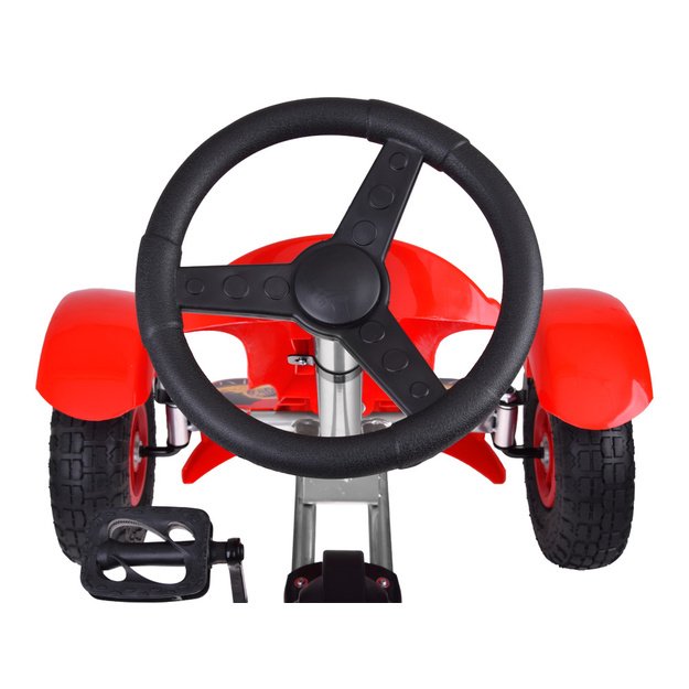 Sportinis pedalais minamas kartingas vaikams su pripučiamais ratais GOKARTAS, raudonas
