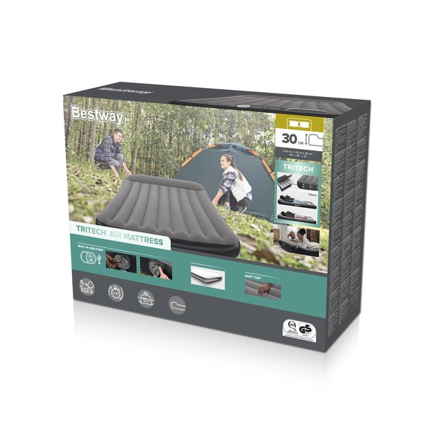 Pripučiamas dvivietis čiužinys su įmontuota pompa 150x203x30cm, Bestway 671BS
