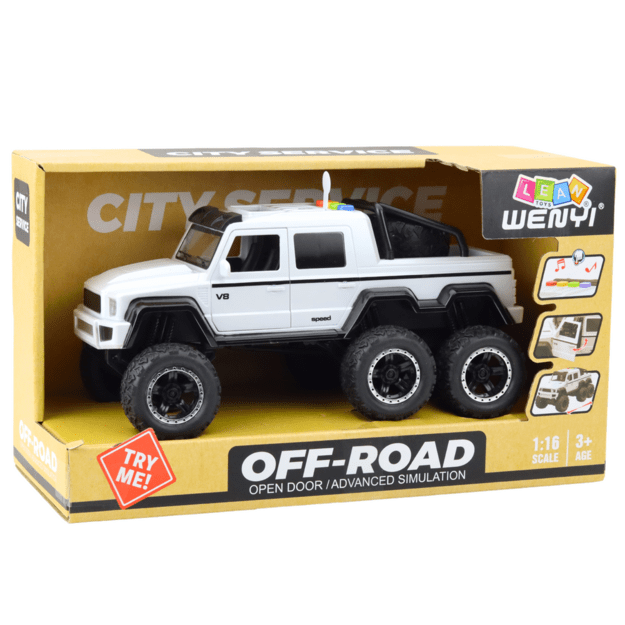 Žaislinis visureigis „Fractal drive6x6“, baltas