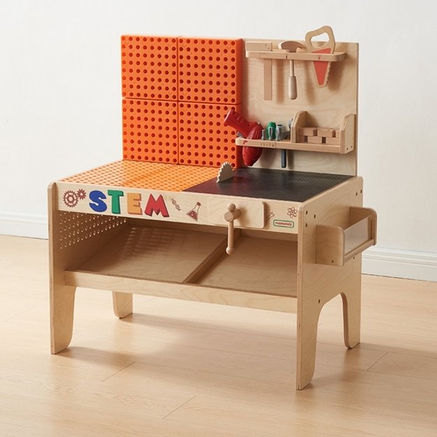 Medinė XXL Montessori STEM dirbtuvė su įrankiais ir priedais, MASTERKIDZ