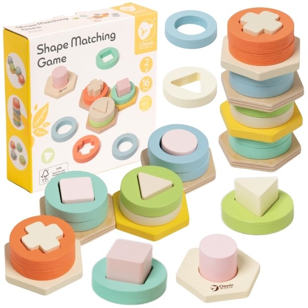 Montessori formų ir spalvų rūšiuoklis-dėlionė, CLASSIC WORLD