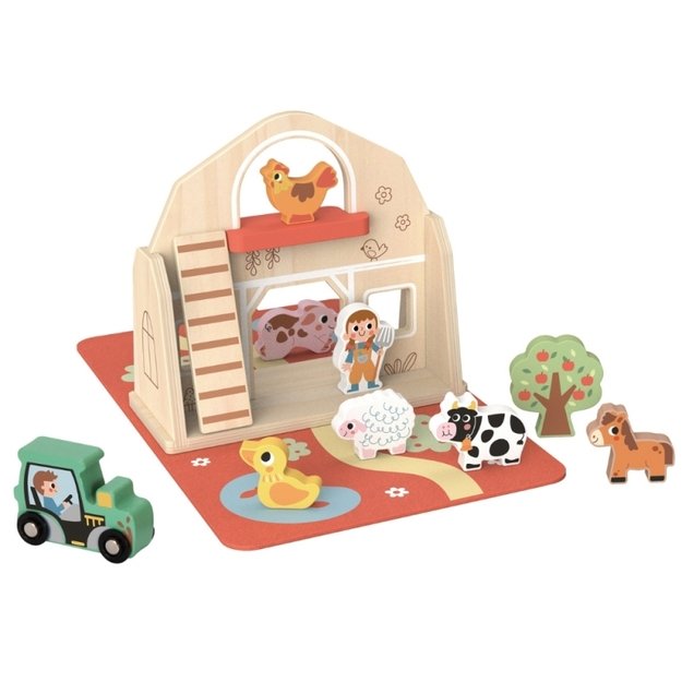 Medinė sulankstoma ferma lagaminėlyje su gyvūnais, TOOKY TOY 6