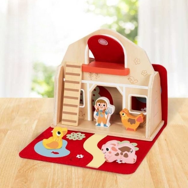 Medinė sulankstoma ferma lagaminėlyje su gyvūnais, TOOKY TOY 5