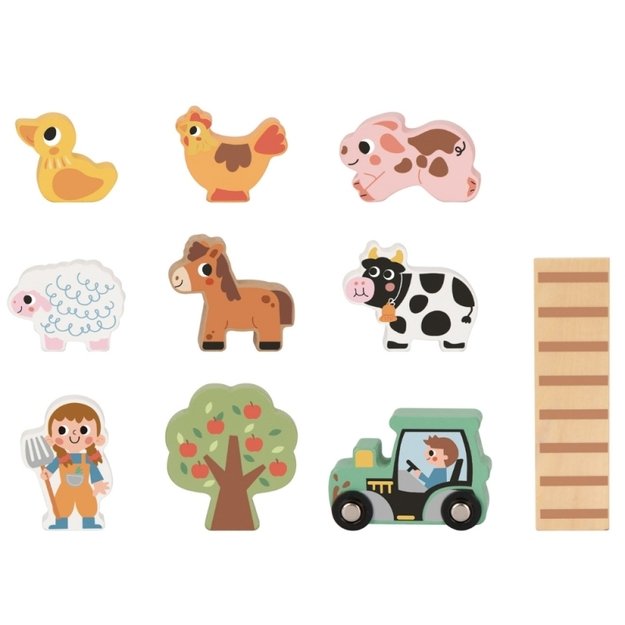 Medinė sulankstoma ferma lagaminėlyje su gyvūnais, TOOKY TOY 7