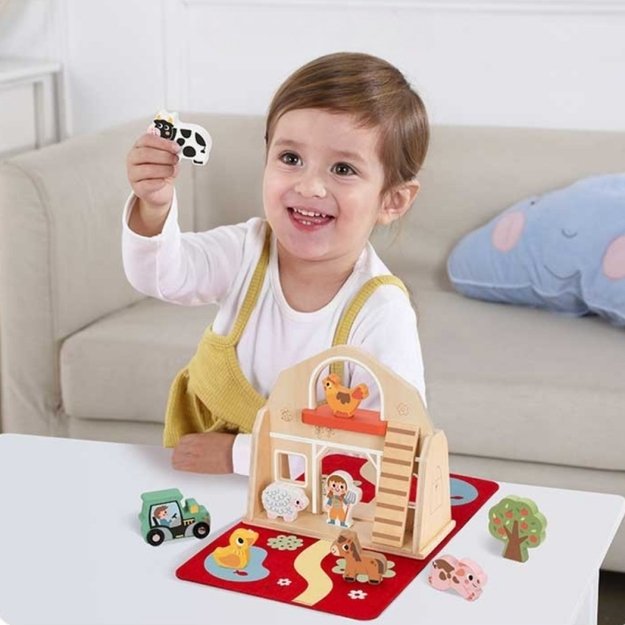 Medinė sulankstoma ferma lagaminėlyje su gyvūnais, TOOKY TOY 2