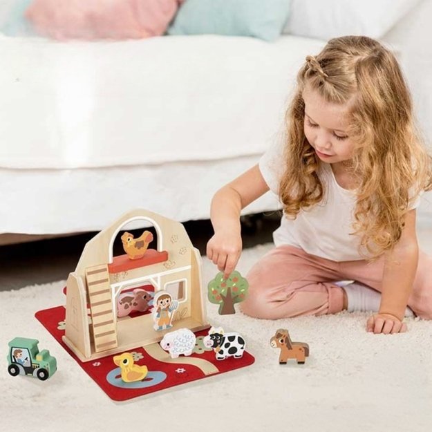 Medinė sulankstoma ferma lagaminėlyje su gyvūnais, TOOKY TOY 1