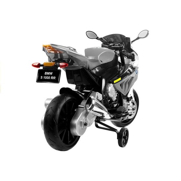 Vaikiškas elektrinis BMW S1000RR motociklas, sidabrinis