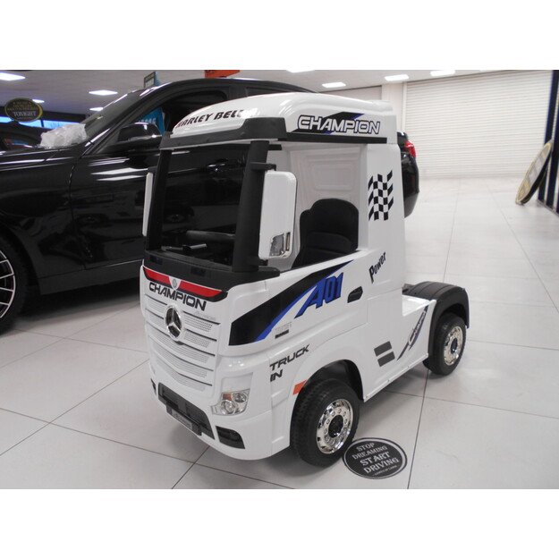 Vaikiškas elektromobilis sunkvežimis Mercedes Actros baltas 4