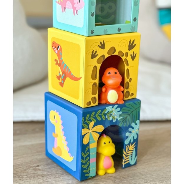 Medinės edukacinės kaladėlės vaikams + 6 žaislinės figūros Tooky Toy